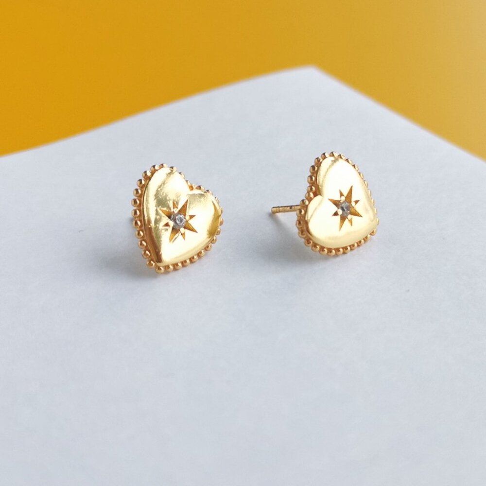 Heart Gold CZ Stud Earrings by Julie Vos